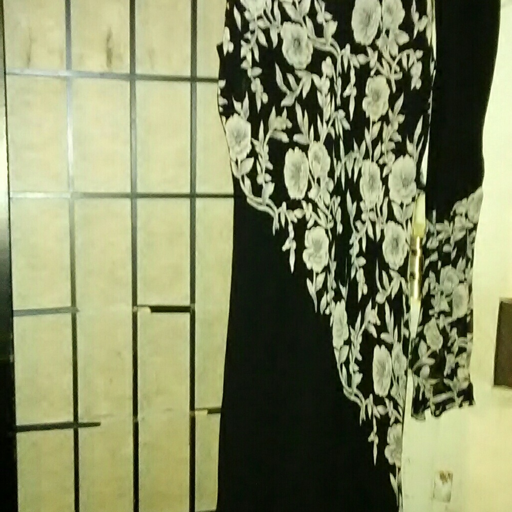 Black And White Dress With Wrap Around Scarf